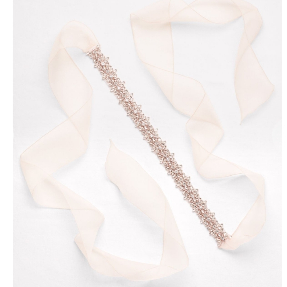 David's Bridal Pink Beaded Belt
